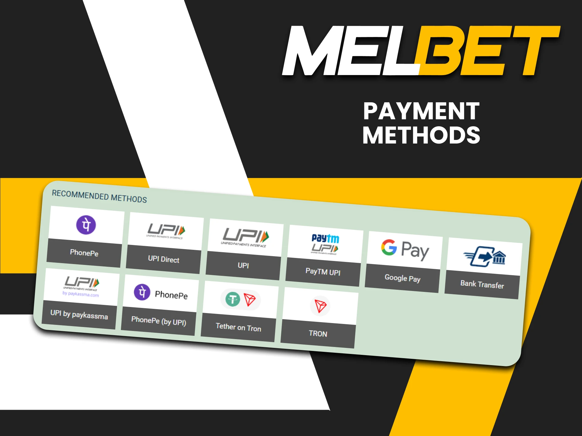 Choose a convenient payment method on Melbet.