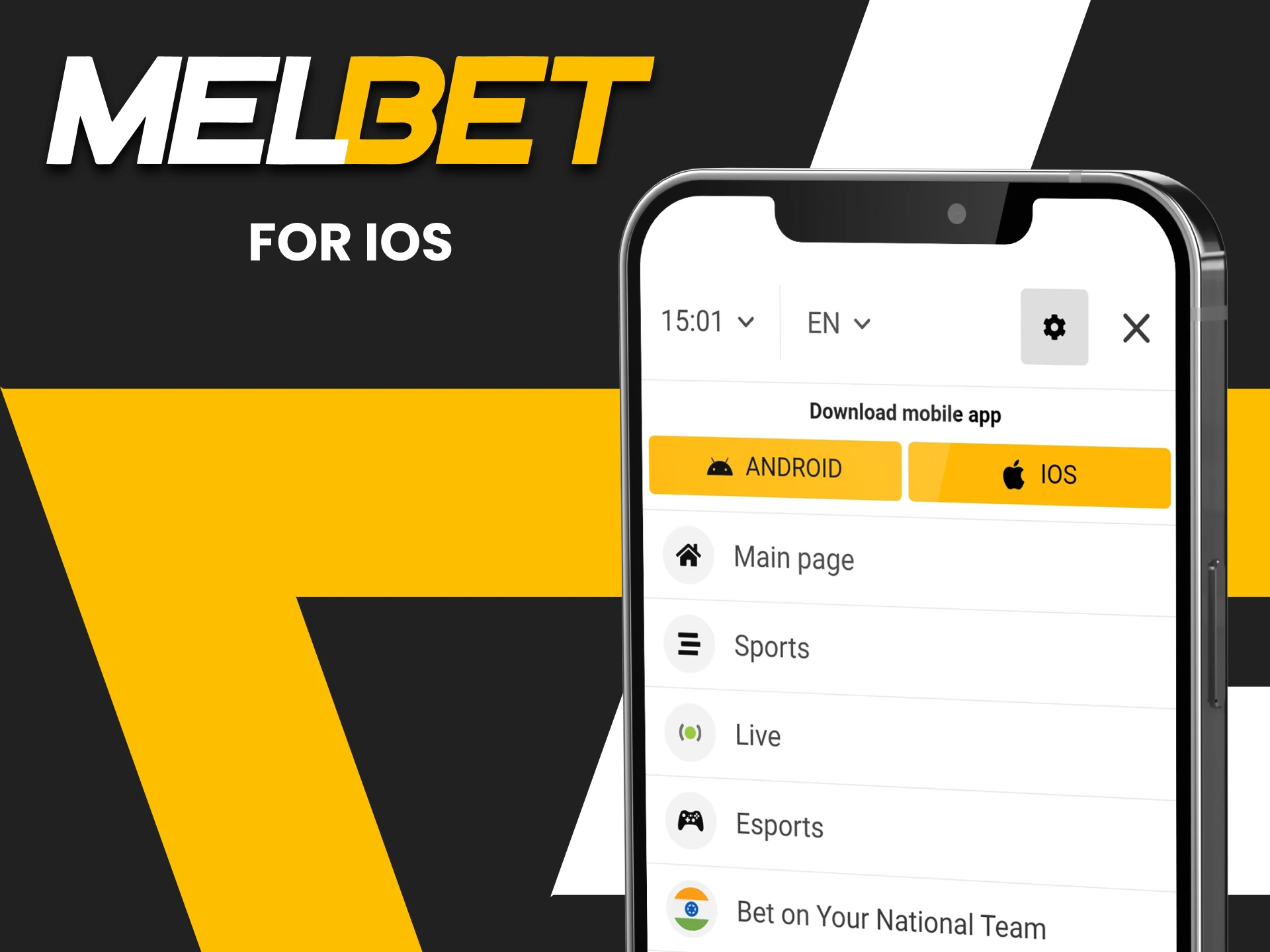 Download the Melbet app for iOS.