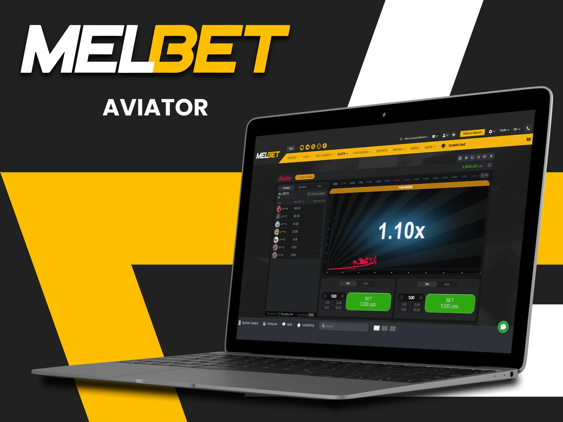 Fans of the Aviator game can find it on Melbet.