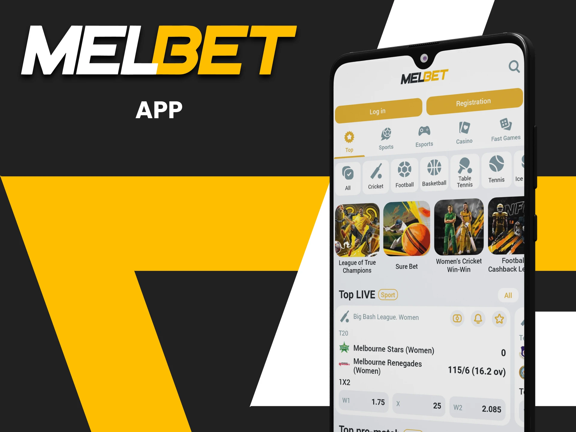 Download the Melbet app.