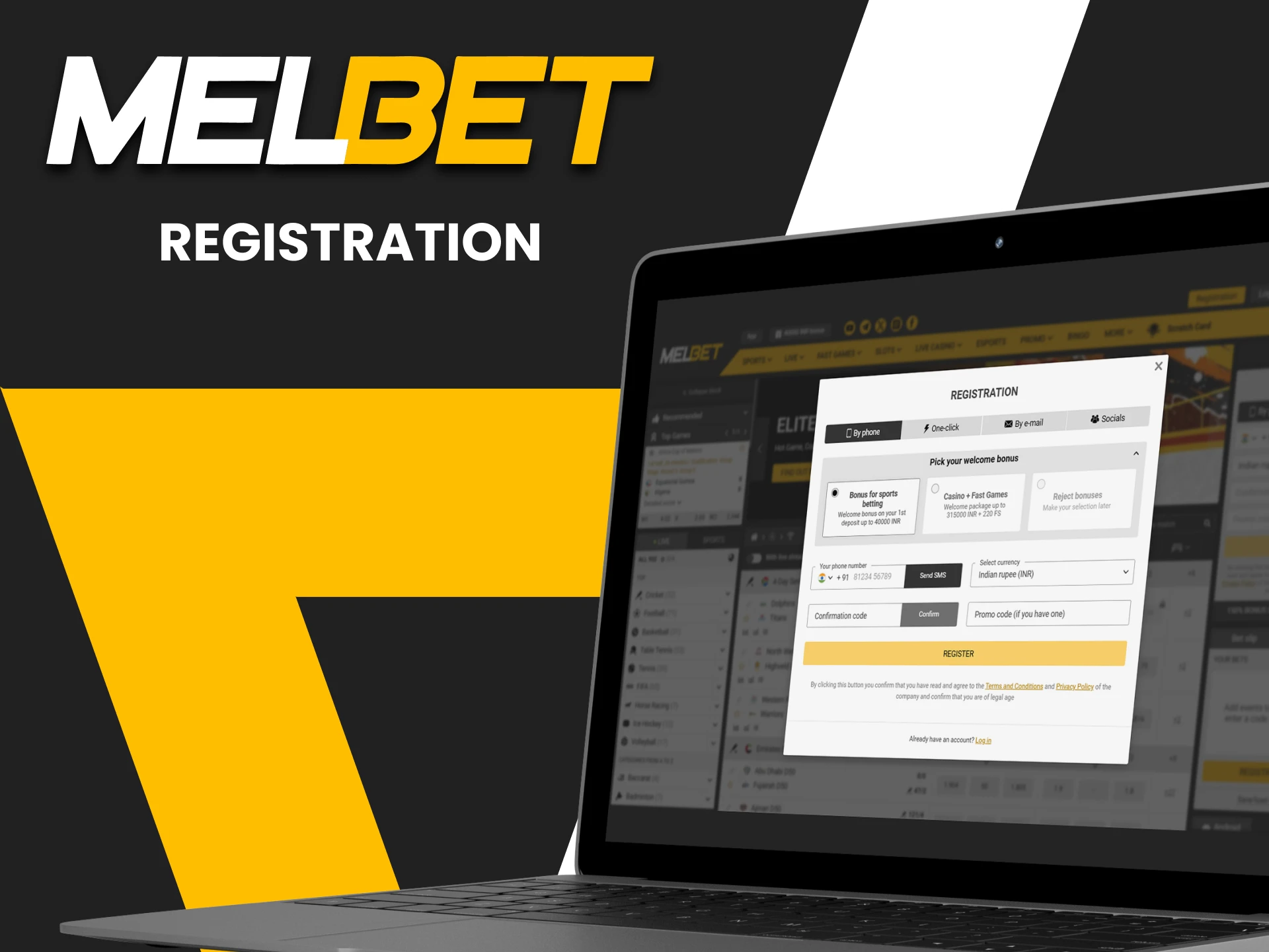 Register on the Melbet website.