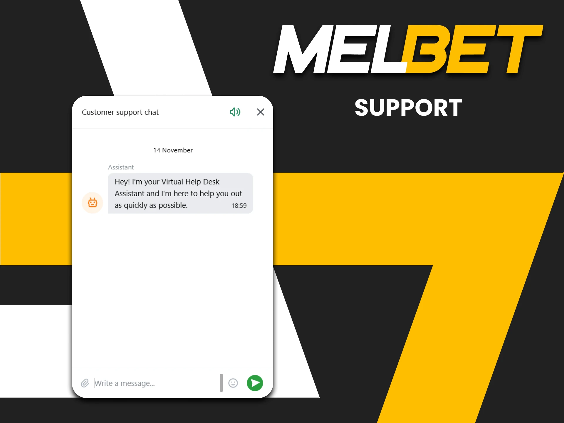 The Melbet website has a chat for contacting support.