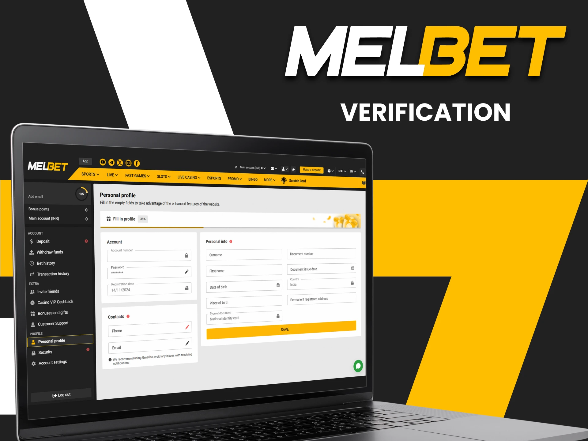 Fill in all the details for the Melbet website.