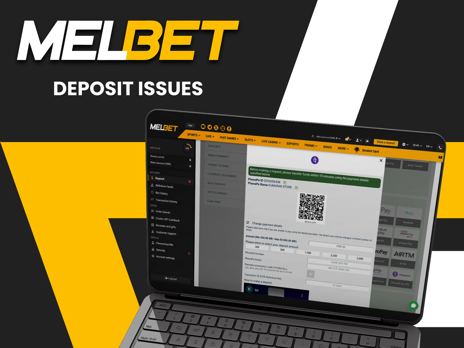 Follow the instructions to avoid problems with replenishing your deposit on Melbet.