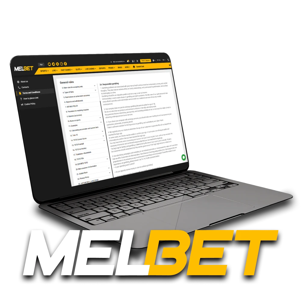 Be responsible when betting and playing games on Melbet.