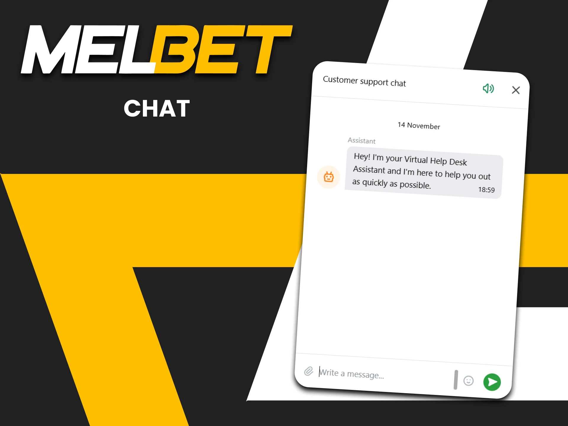 The Melbet website has a chat for contacting support.