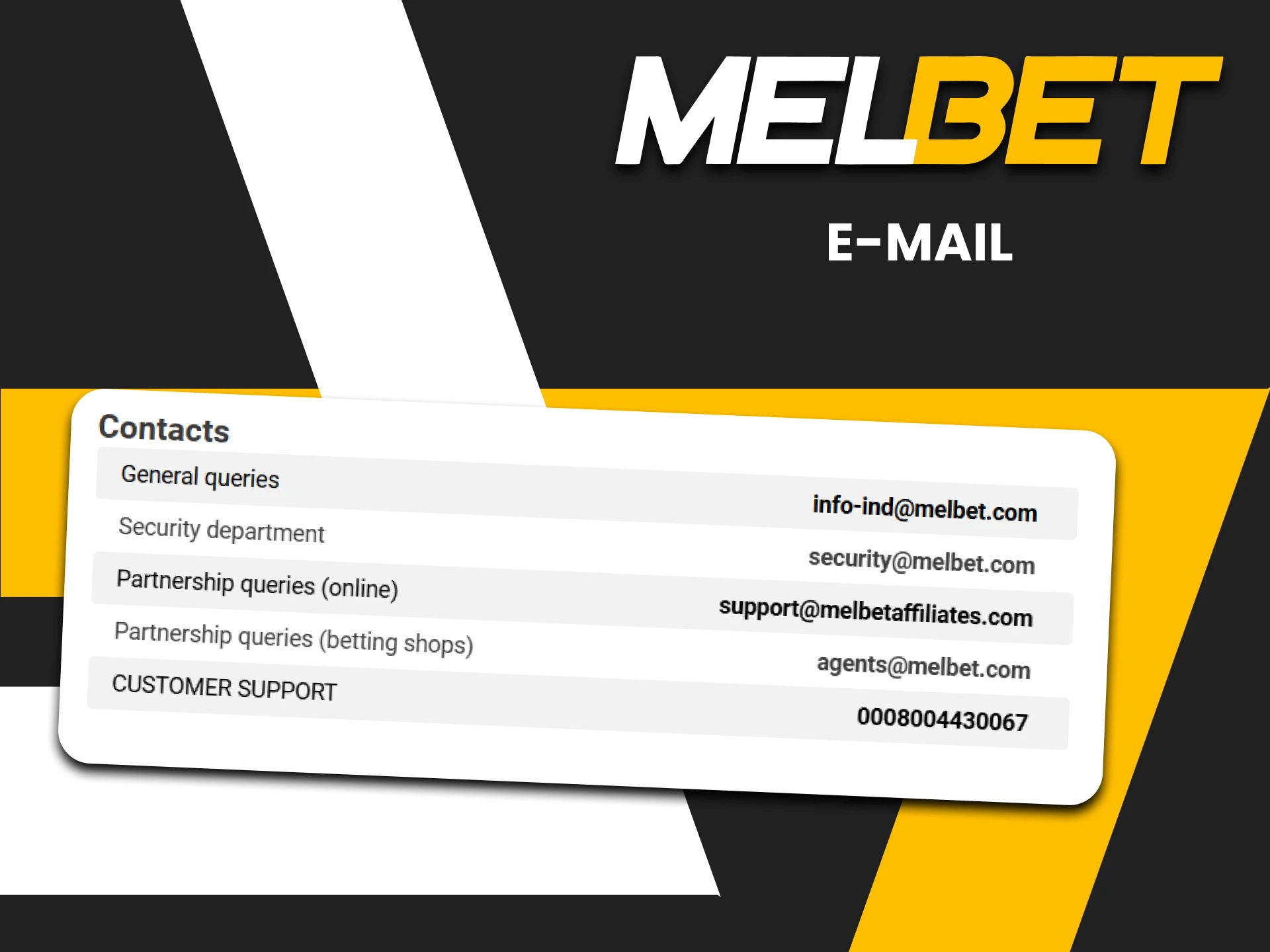 You can write to the Melbet website support email.