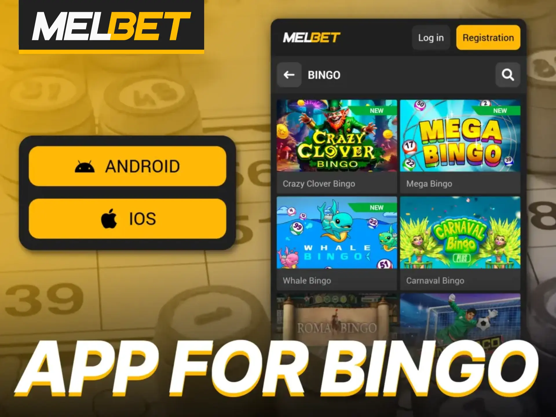 Find your favorite bingo games in the Melbet mobile app.