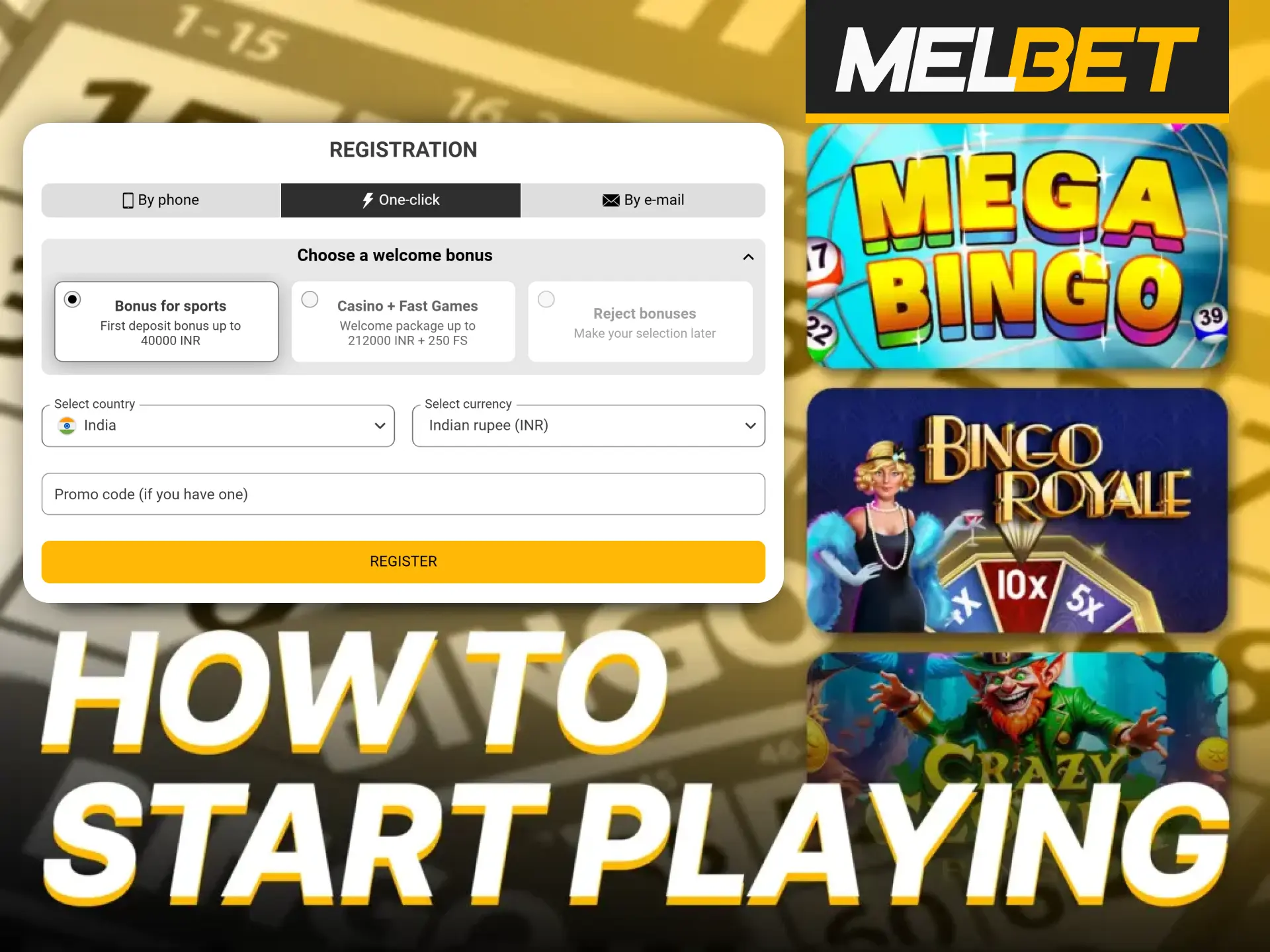 Register at Melbet and try your luck with bingo games.