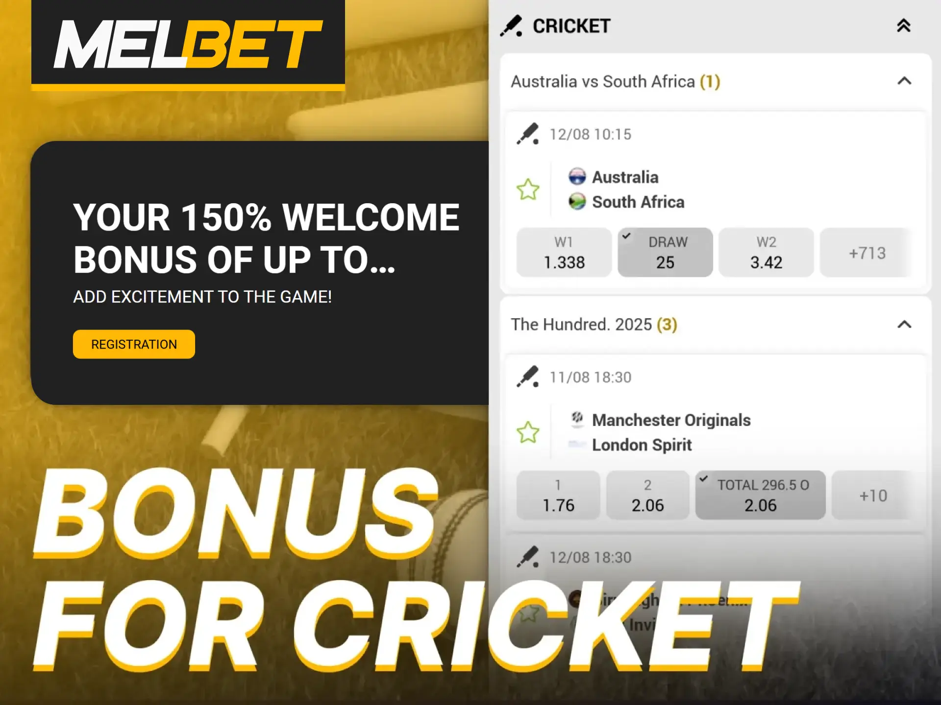 Boost your cricket betting winnings using Melbet bonuses.