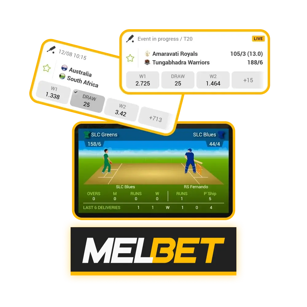 Bet on cricket and win big with Melbet.