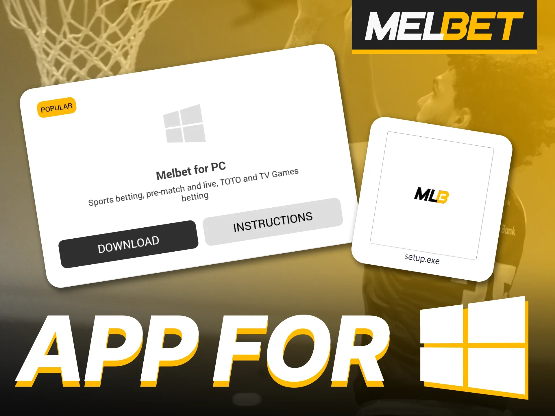 Download and install the Melbet app on your Windows PC for easy betting.