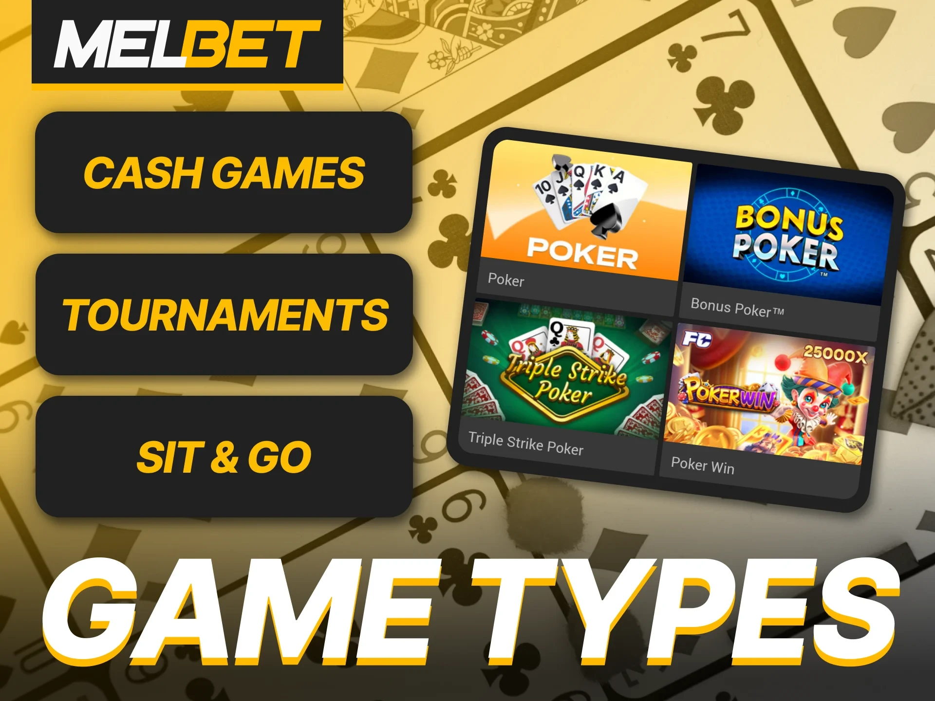 Discover the best poker game variations at Melbet.