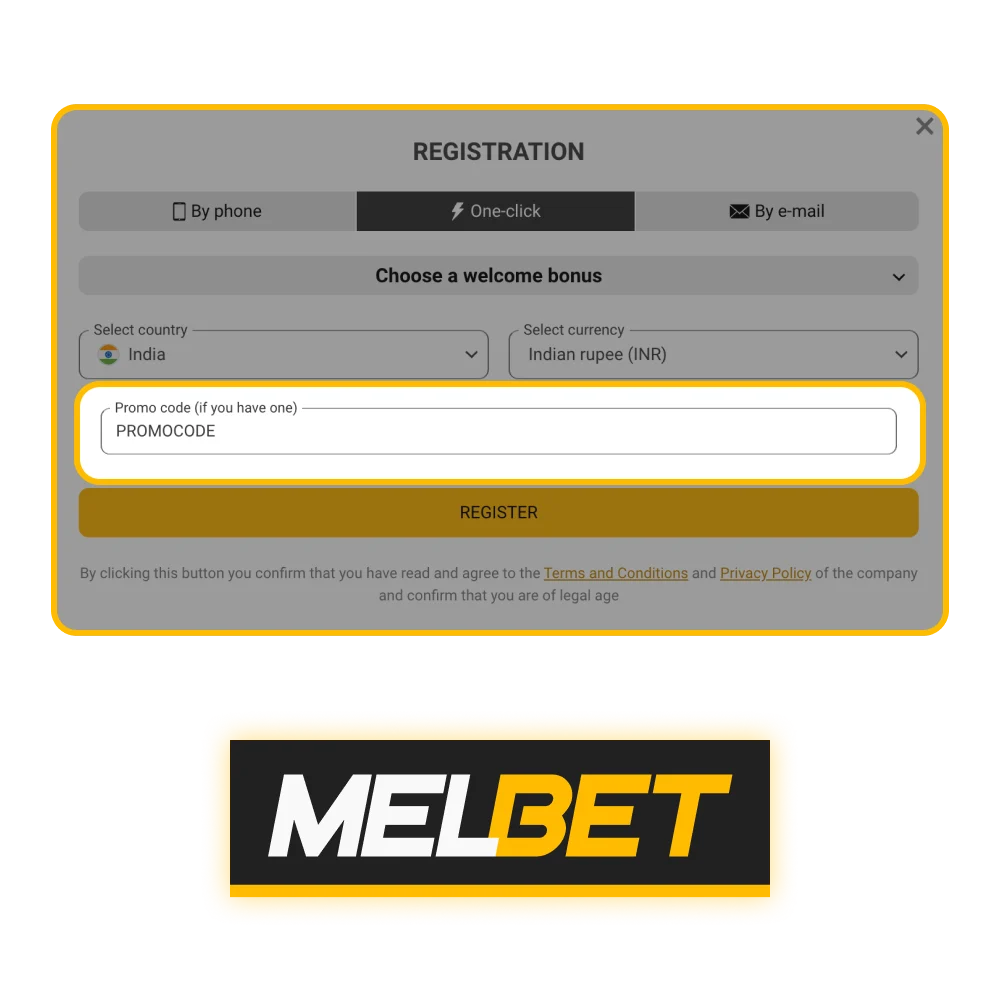 Use the special promo code to receive the Melbet bonus.